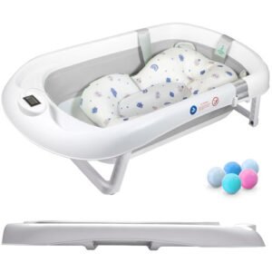 Bañera bebe plegable con almohadilla de baño antideslizante