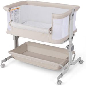 COSTWAY Cuna Colecho, Mini Cuna para Bebe con Altura Ajustable de 6 Nivele