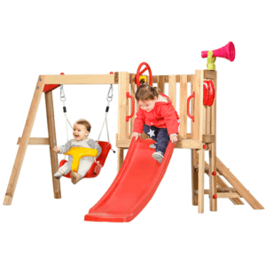 Outsunny Juego de Tobogán y Columpio para Niños