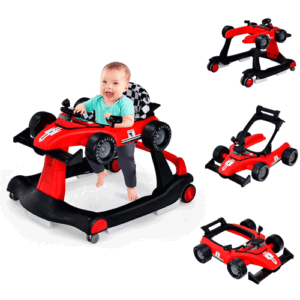 COSTWAY 4 en 1 Andador Bebes, Andador Plegable para Bebes con Altura y Velocidad